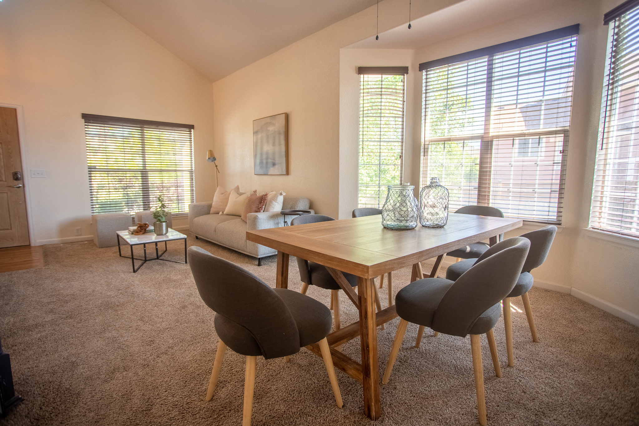Dining area with large windows